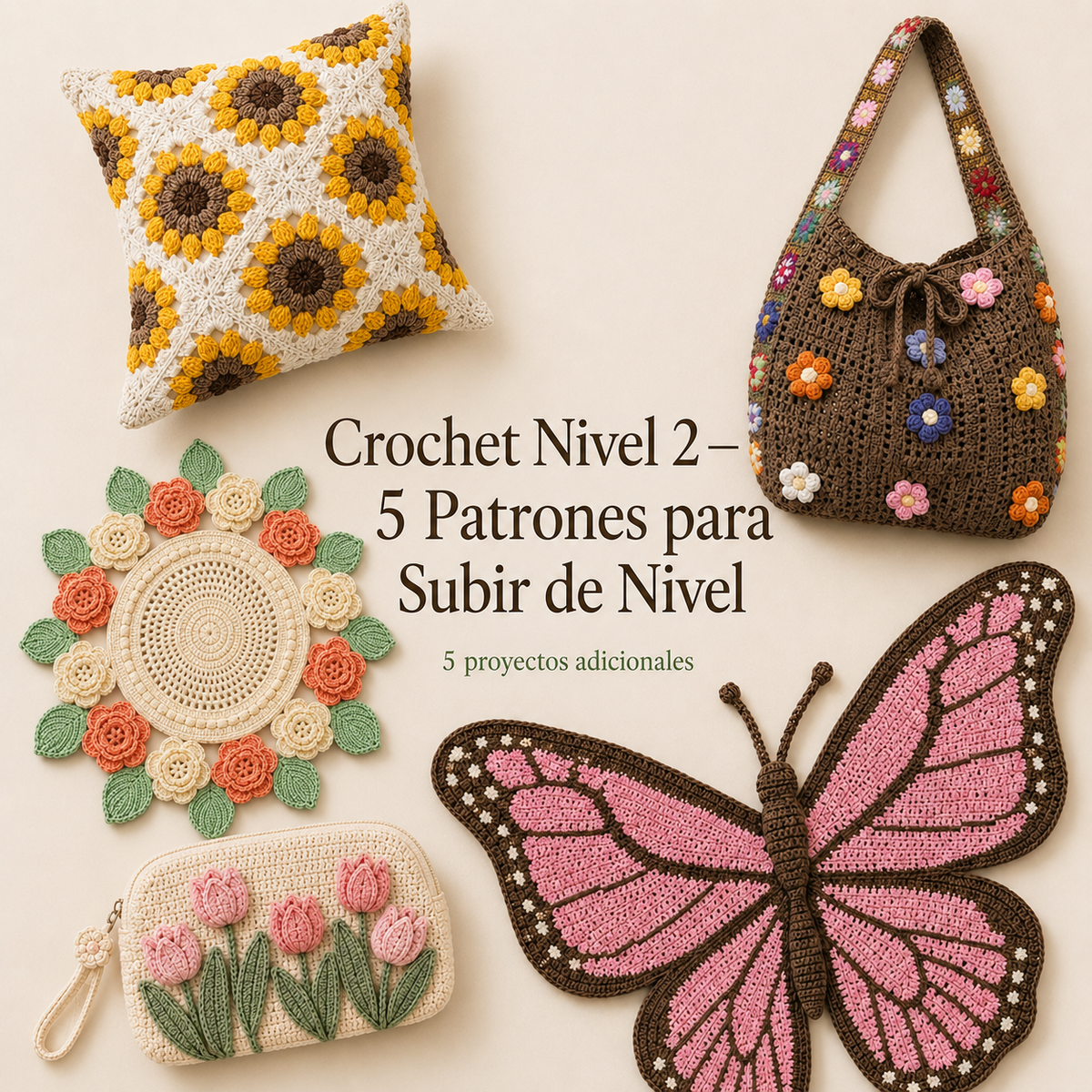 Crochet Nivel 2 — 5 Patrones para Subir de Nivel