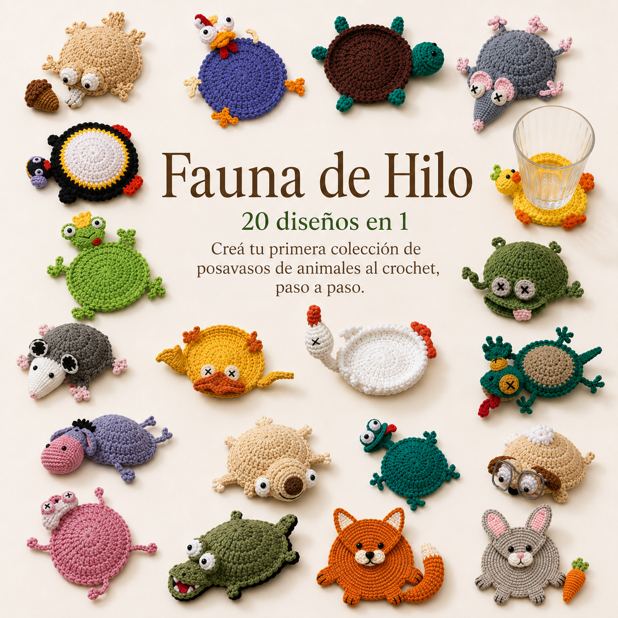 Fauna de Hilo - Creá tu primera coleccion de posavasos de animales al crochet, paso a paso